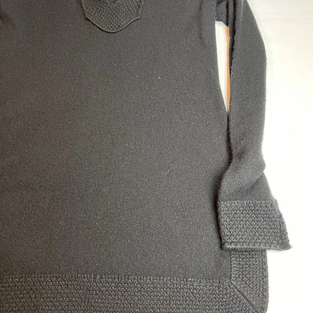 Tory Burch 100% Cashmere Tunic Sweater Women’s Small‎ Black VNeck Long Sleeve